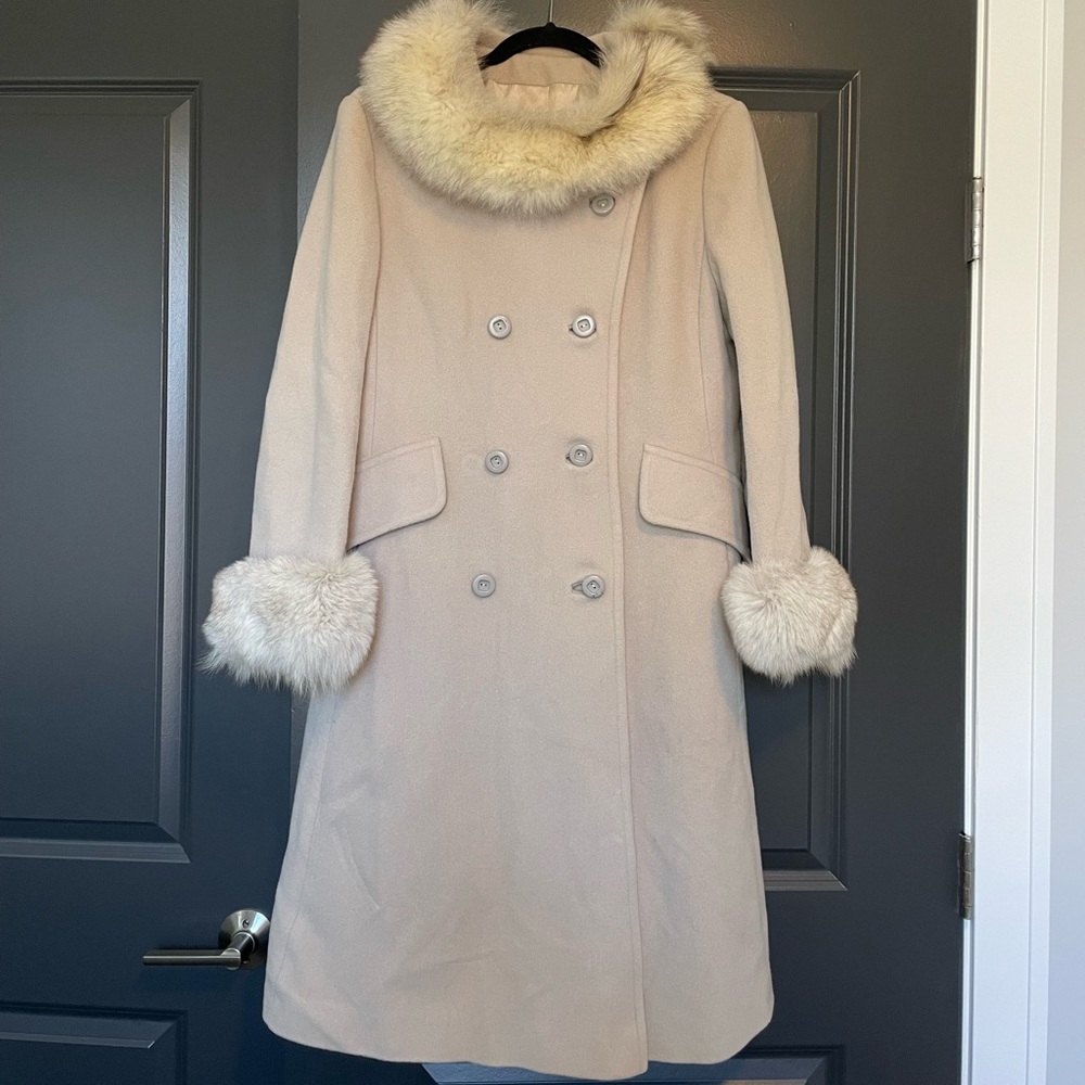 Vintage Wool Coat with Fox Fur Trim